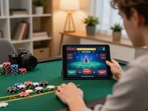 Engaging player exploring strategies on luckyindex during a live dealer blackjack session.