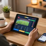 Engaging with 388bet sports betting interface on tablet, showcasing live odds and betting options.
