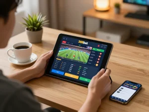 Engaging with 388bet sports betting interface on tablet, showcasing live odds and betting options.