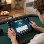 Permainan menarik master88 di tablet, menampilkan opsi taruhan dan kartu dalam suasana rumah yang mengundang.