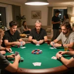 Players enjoying a thrilling poker game night at home with SpinAdvisor recommendations enhancing their strategy.