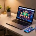 Engaging online casino gameplay with zx88 displayed on a laptop screen and smartphone.