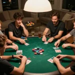 Friends enjoying a thrilling game night with poker at home, highlighting the joy and strategy of nK88 gaming.