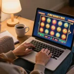 Player enjoying online slots at home using 123bmvp for a safe gambling experience.
