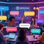 Engaging avatars in a vibrant AI sex chat room showcasing playful interaction.