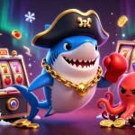 Taruhan slot online gacor dengan karakter lucu, simbol mesin slot, dan elemen cemerlang lainnya.