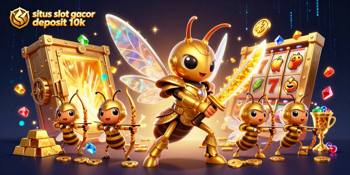 Engage with situs slot gacor deposit 10k featuring a golden hornet samurai amidst rich casino treasures.