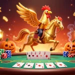 Experience the excitement of M88 link with golden rooster characters in a vibrant casino setting.