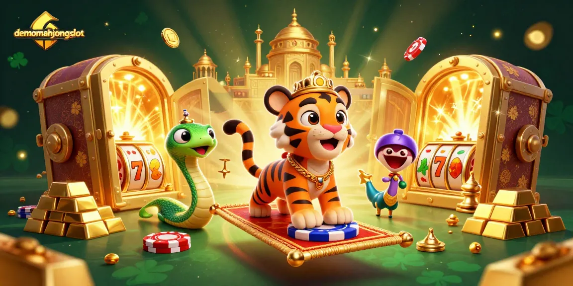 Experience the thrill of demomahjongslot with a vibrant 3D illustration of a casino scene