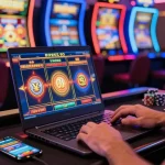Player enjoying bonus buy slots at a modern casino setup with vibrant graphics and engaging atmosphere.