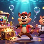 Engage with the game go88 experience at a vibrant comedy casino club featuring cartoon hyenas.