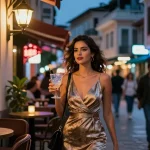 Sefaköy Escort enjoying a night out in a stylish urban setting, highlighting lively nightlife.