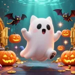 Uncover treasures while playing parlay football with friendly ghost cat and bat companions in a haunted casino.