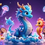 Engage with the vibrant world of totoslotmacau, featuring a stunning dragon, a seahorse knight, and dynamic slot game elements.