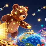 DAUNEMAS shines with golden treasures and animated characters in this vibrant casino scene.