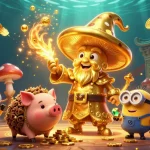 Experience thrilling adventures with slot 5k as a wizard turns treasures into gold amidst vibrant casino symbols.