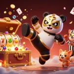 Engaging scene with slot depo 5k, featuring a panda wrestler and animal fans celebrating a jackpot moment.